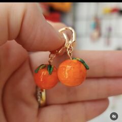 Murano Cam Portakal Figür Küpe