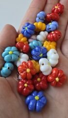 Toptan Murano Cam Çiçek Boncuk Karışık 50 li Paket