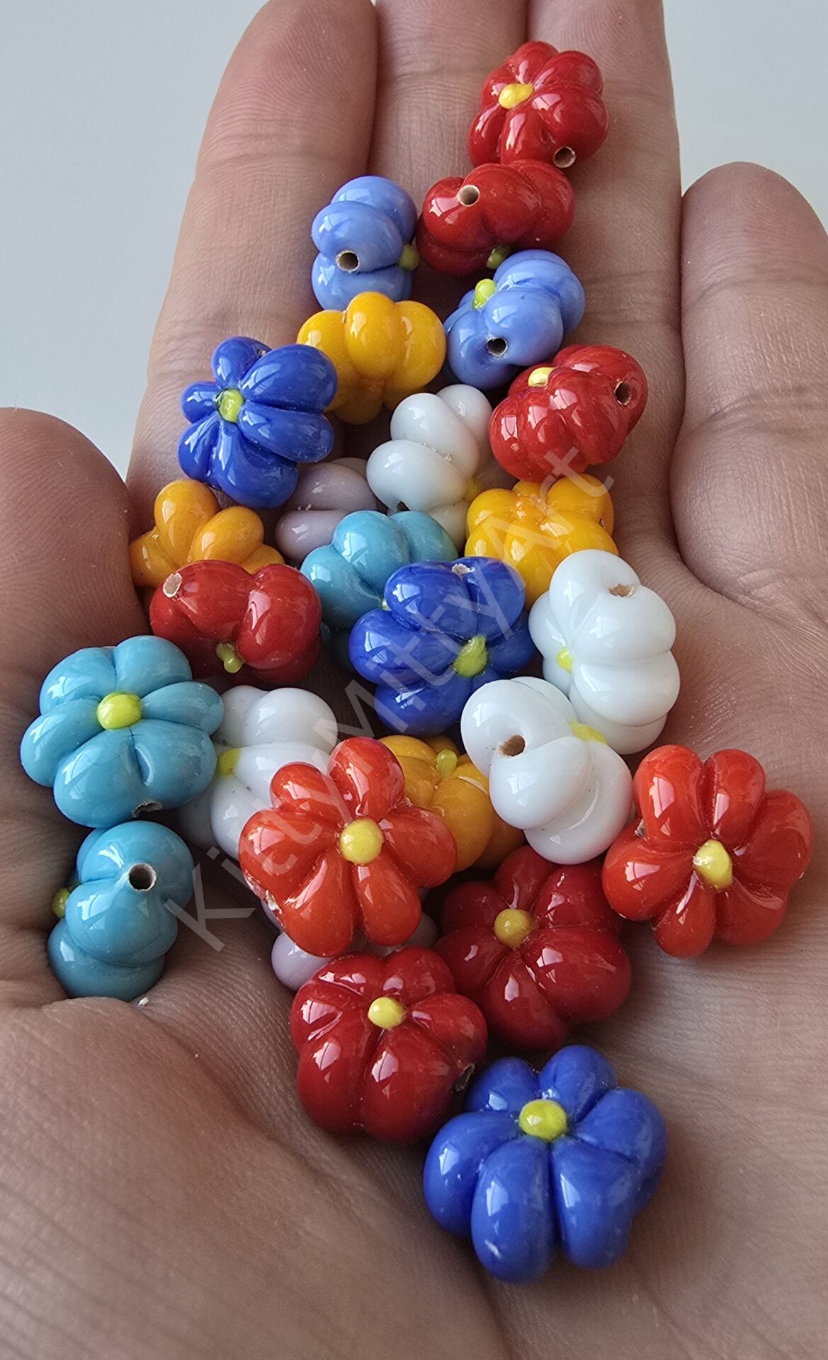 Toptan Murano Cam Çiçek Boncuk Karışık 50 li Paket