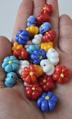 Toptan Murano Cam Çiçek Boncuk Karışık 50 li Paket