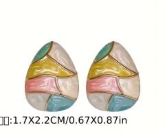 Damla Model Renkli Bloklu Küpe