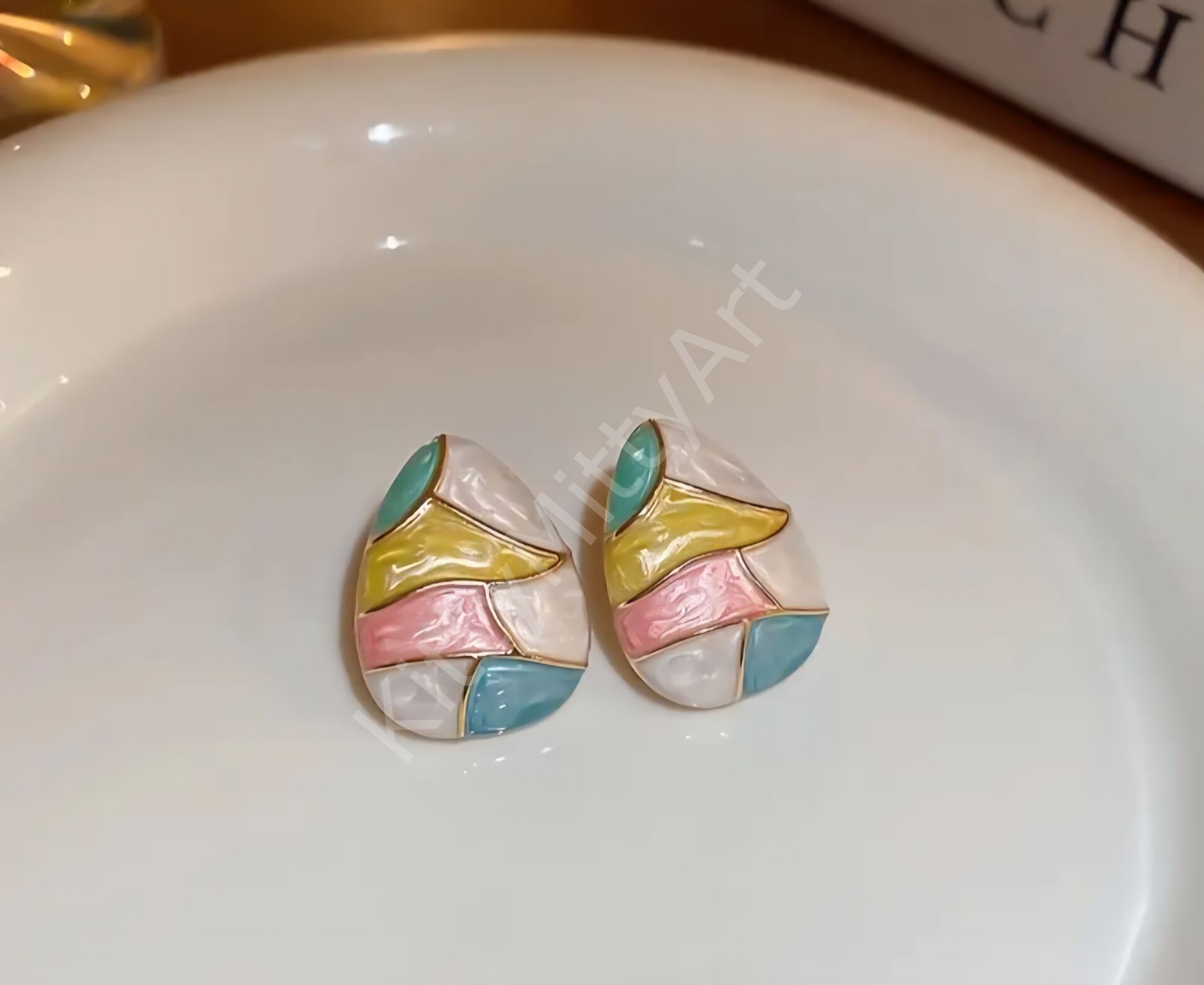 Damla Model Renkli Bloklu Küpe