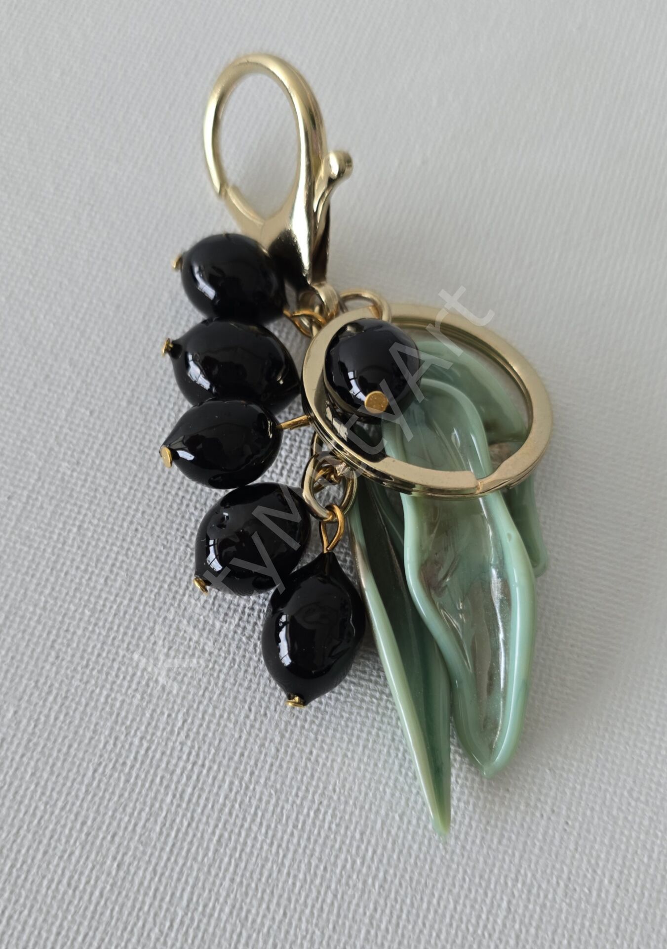 Murano Cam Zeytin Temalı Anahtarlık