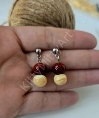 Topik Cam Boncuk Çelik Küpe