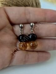 Topik Cam Boncuk Çelik Küpe